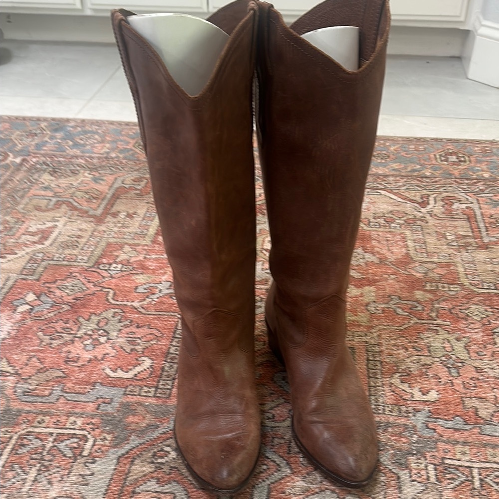 Frye Brown Heeled Boots with Western Elegance